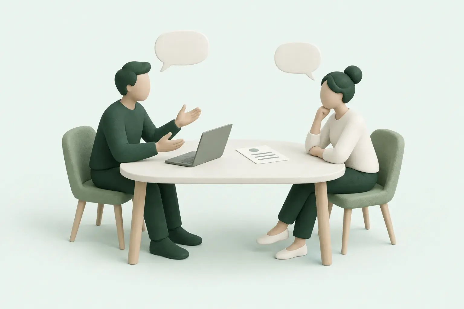 Auftraggeber und Freelancer besprechen gemeinsam eine Projektbeschreibung am Tisch.